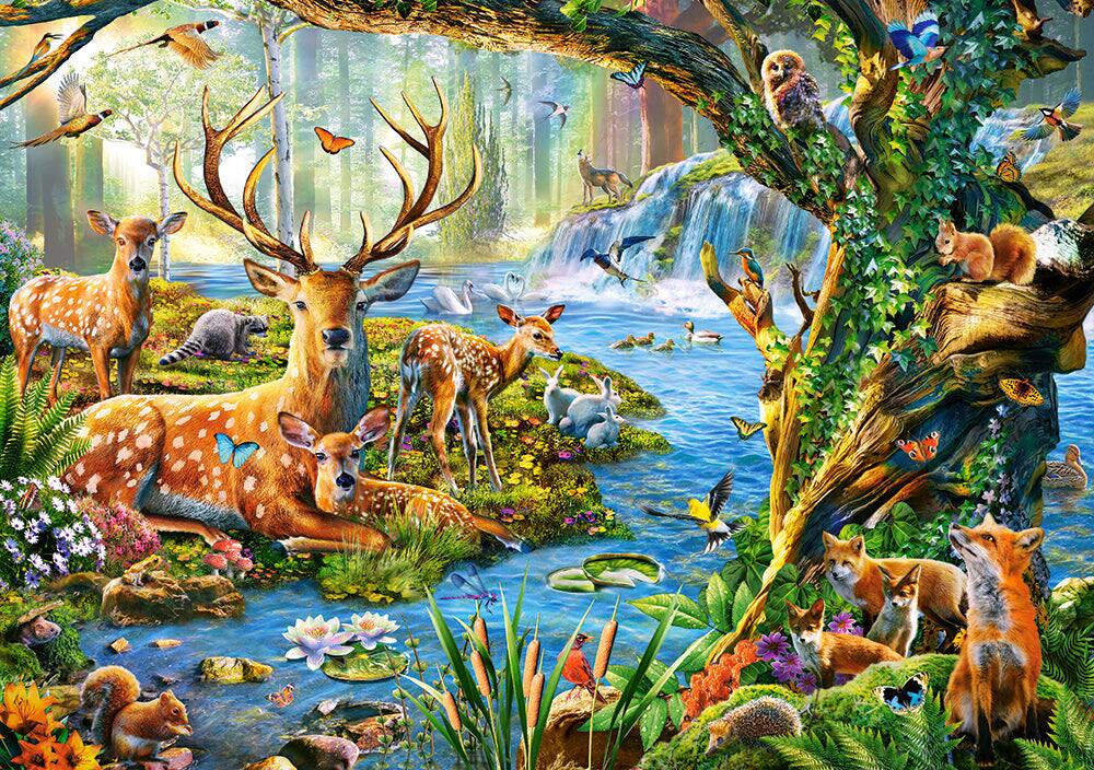 Angle. Castorland - CASTORLAND 500 Piece Jigsaw Puzzles, Forest Life, Charming view of deer and animals in the forest,  Castorland B-52929 - Red.