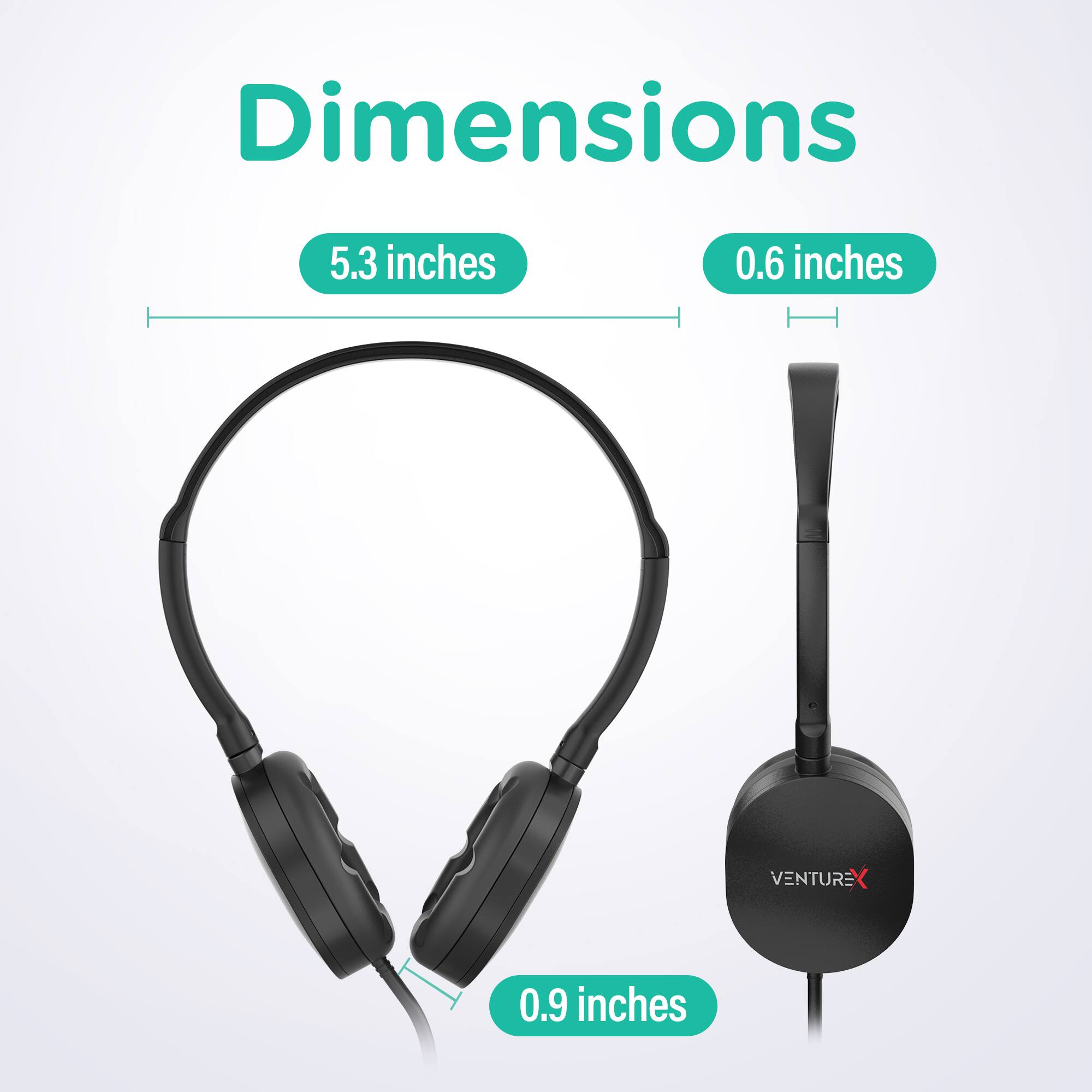Dimensions:  
- 5.3 inches  
- 0.6 inches  
- 0.9 inches  

VENTURE X