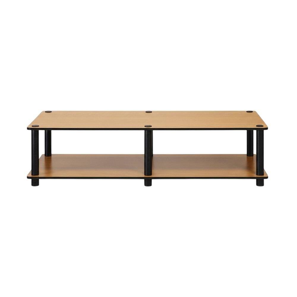 Alt View 3. FurniFact - Light Cherry and Black TV Stand with Composite Wood and PVC Tubes - Brown.