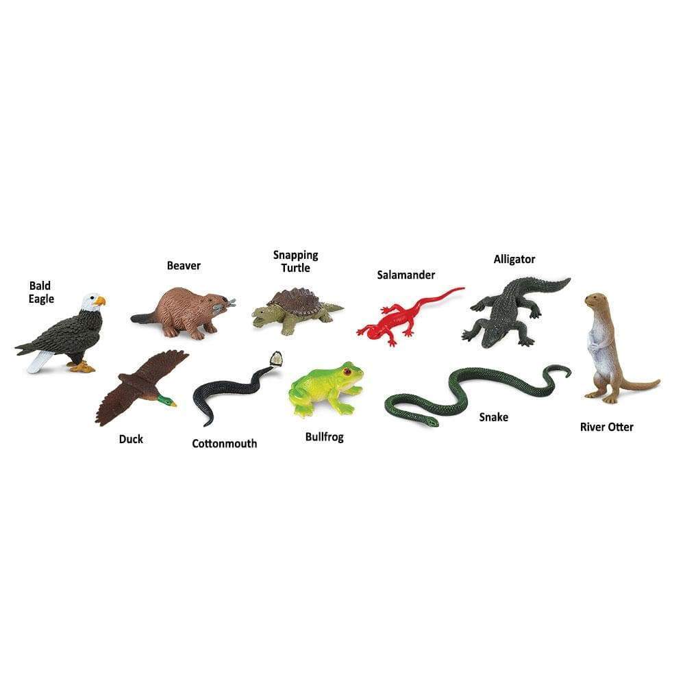 Bald Eagle, Beaver, Snapping Turtle, Salamander, Alligator, Duck, Cottonmouth, Bullfrog, Snake, River Otter