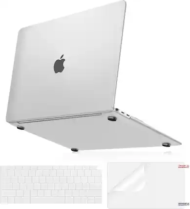 Front. mosiso - Case for MacBook Air 13 inch 2022-2018 A2337 M1 A2179 A1932, Hard Shell with Keyboard Cover and Screen Protector - Translucent.