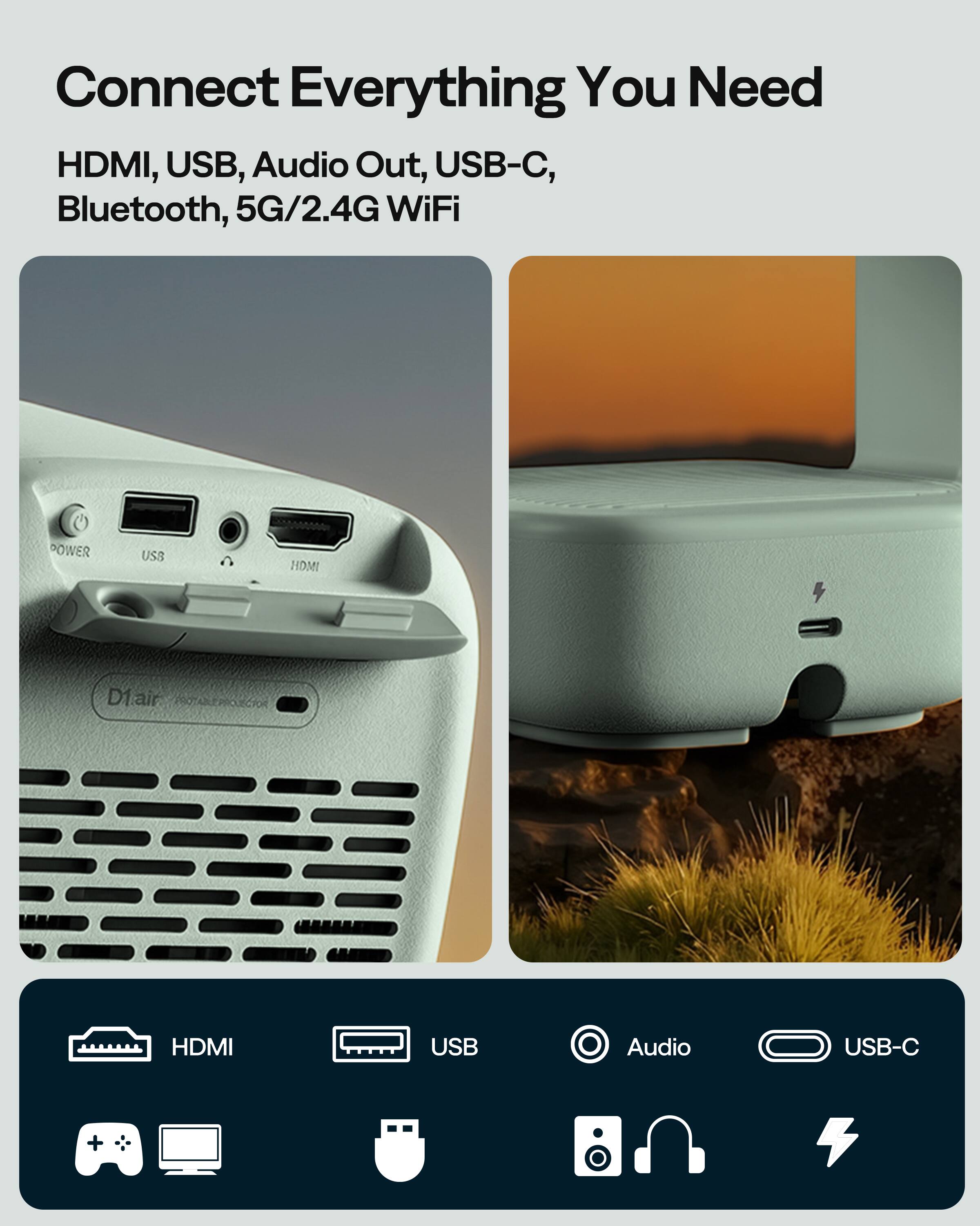Connect Everything You Need

HDMI, USB, Audio Out, USB-C, Bluetooth, 5G/2.4G WiFi