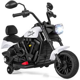 Costway - Kids 6V Electric Motorcycle with Headlight, Music, Training Wheels, Foot Pedal for Boys Girls - White