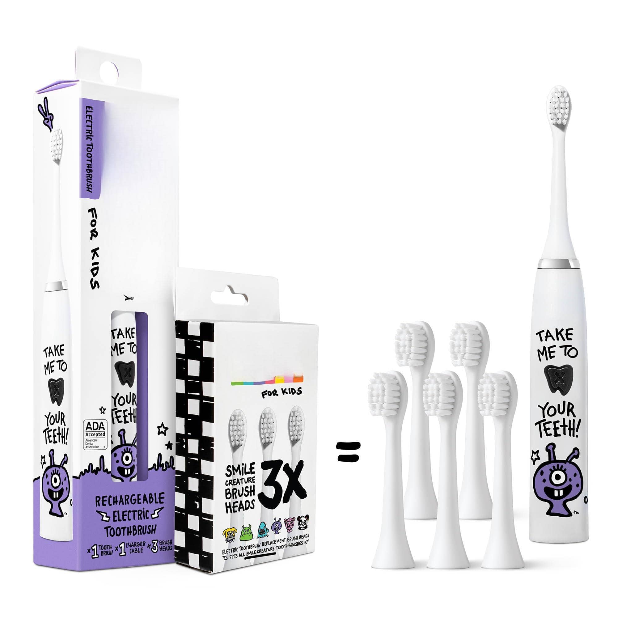 Cozy Serene - Electric Toothbrush - Rechargeable Vibrating With Timer Includes 6 Replacement Heads Gifts For And - Alien