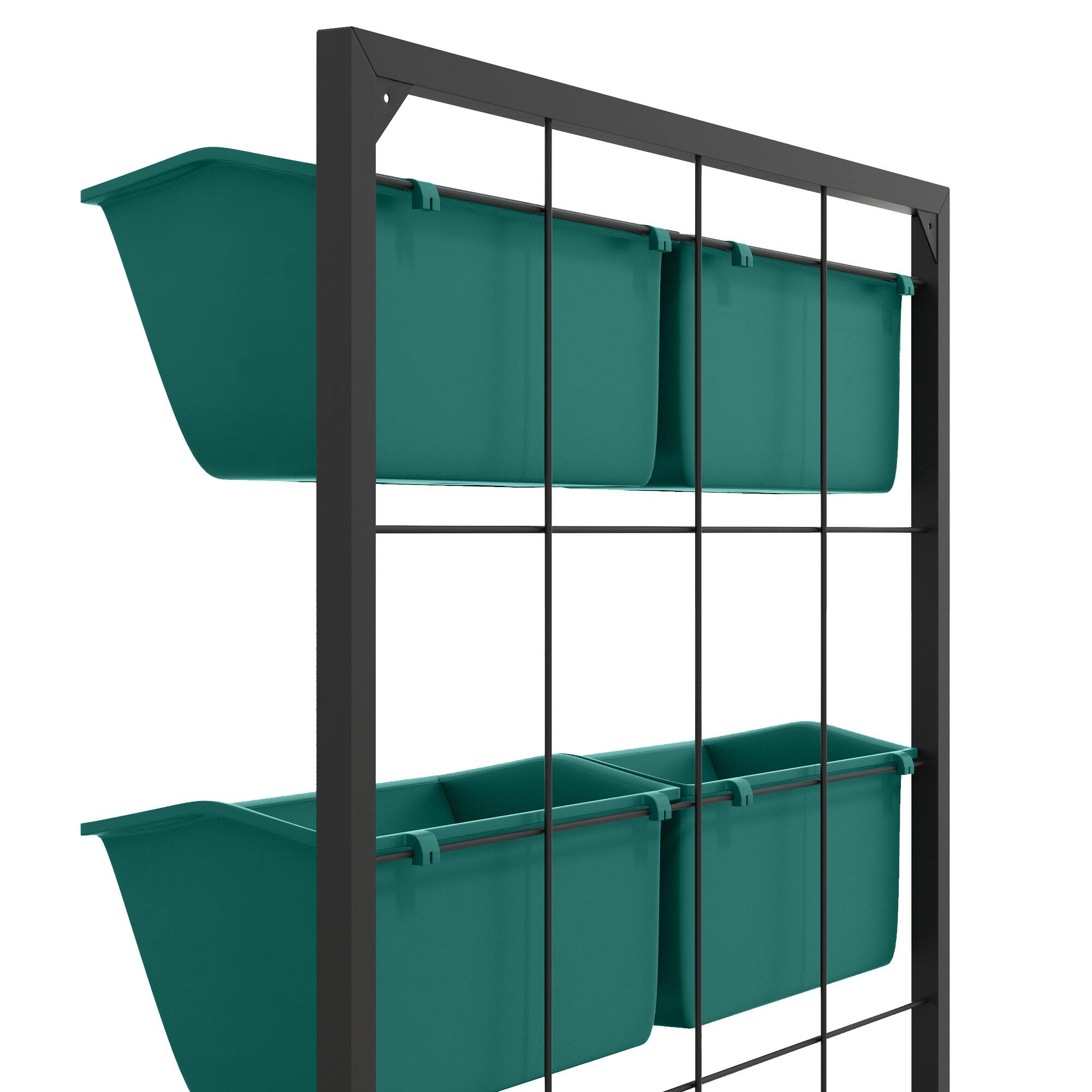 Alt View 8. Outsunny - 3-Tier Wall Planter with 6 Pots for Indoor and Outdoor Use, Hanging Plant Holder, Self Draining Wall Mounted Planter - Green.