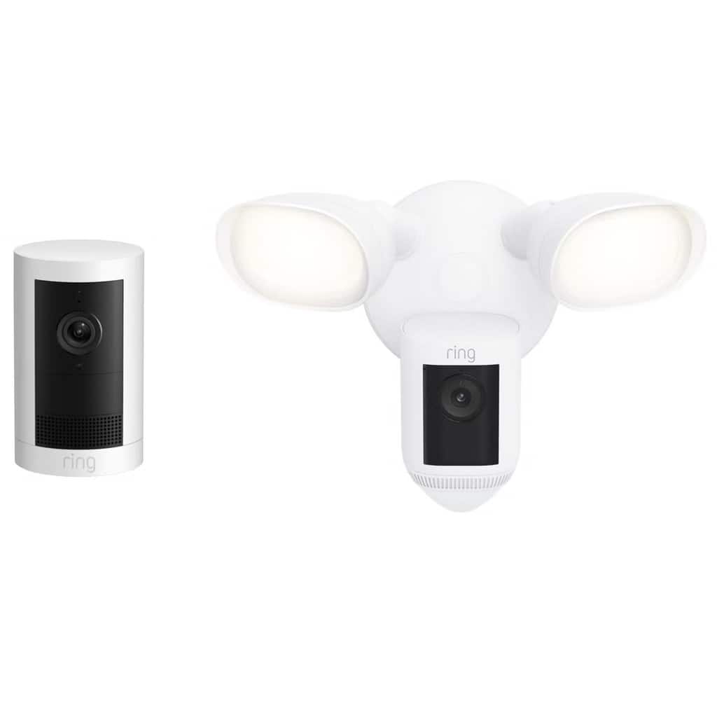 Ring - Floodlight Cam Pro + Outdoor Cam Plus Bundle - White