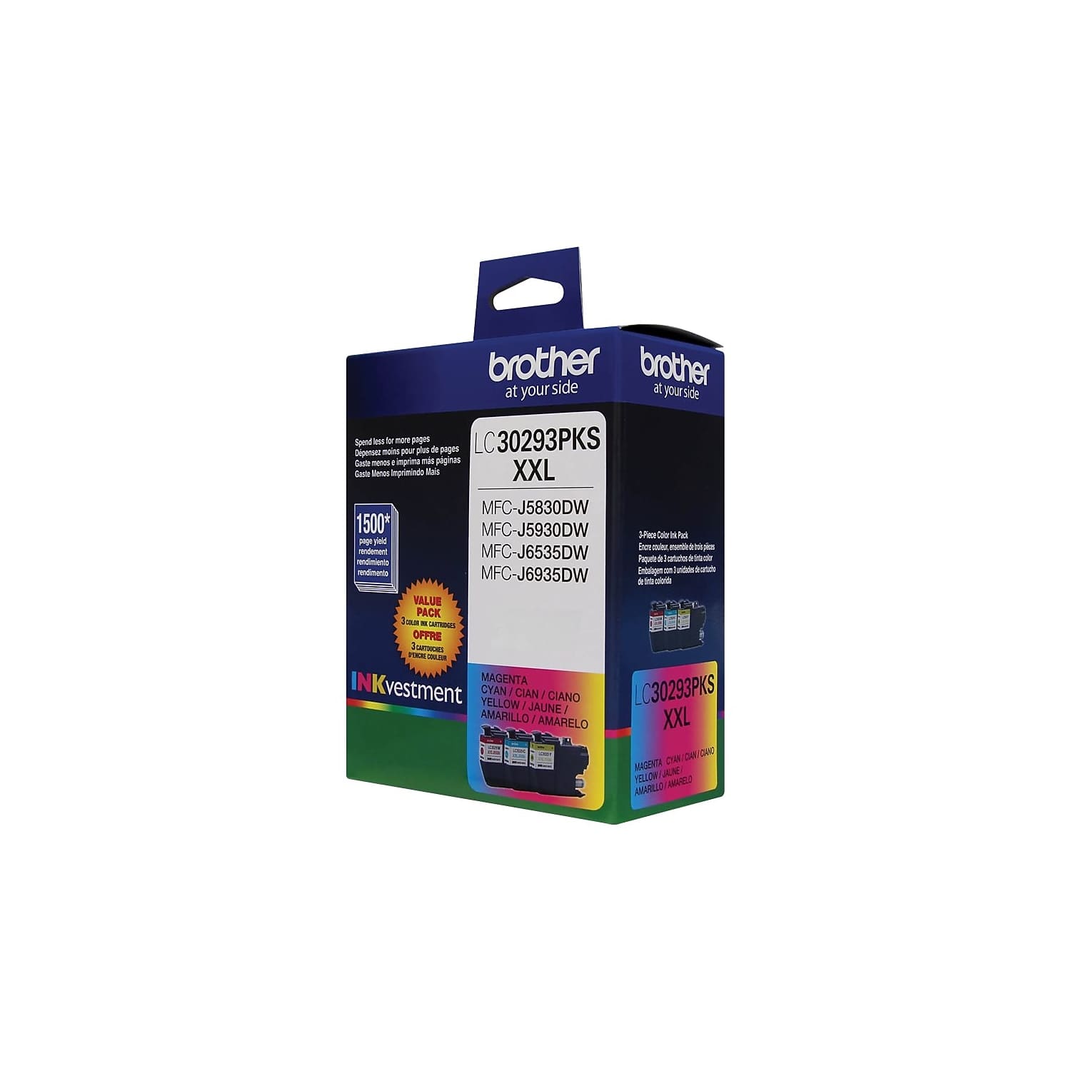 Brother LC30293PKS Extra High Yield Ink Cartridge, 3/Pack Cyan