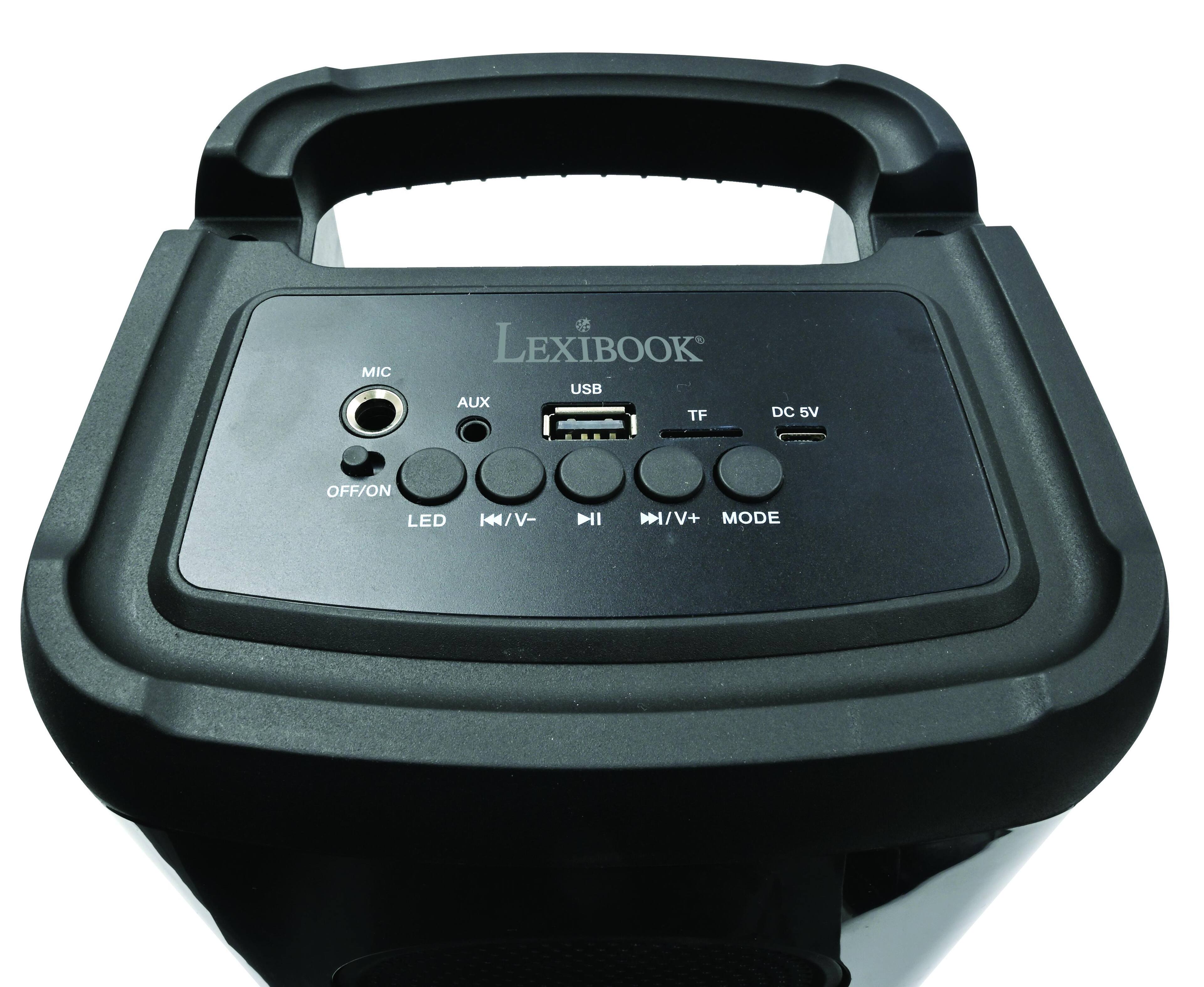 LEXIBOOK

MIC  
AUX  
USB  
TF  
DC 5V  

OFF/ON  
LED  
K/V-  
K/V+  
MODE