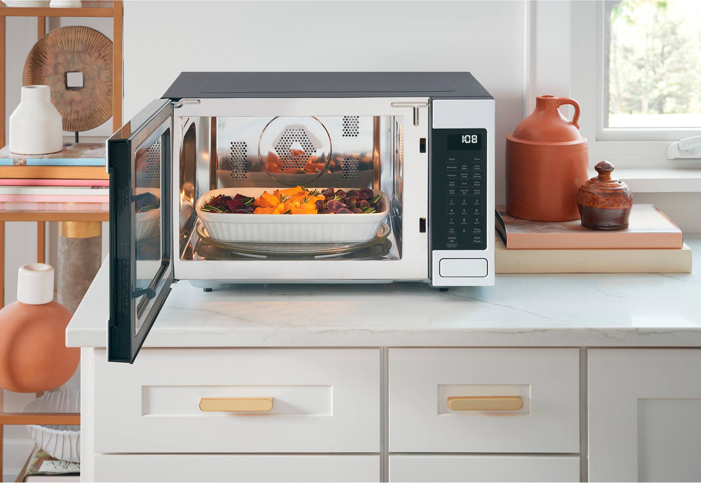 Alt View 15. Café - 1.5 Cu. Ft. Convection Countertop Microwave with Sensor Cooking and Built in Wi-Fi - Matte White.