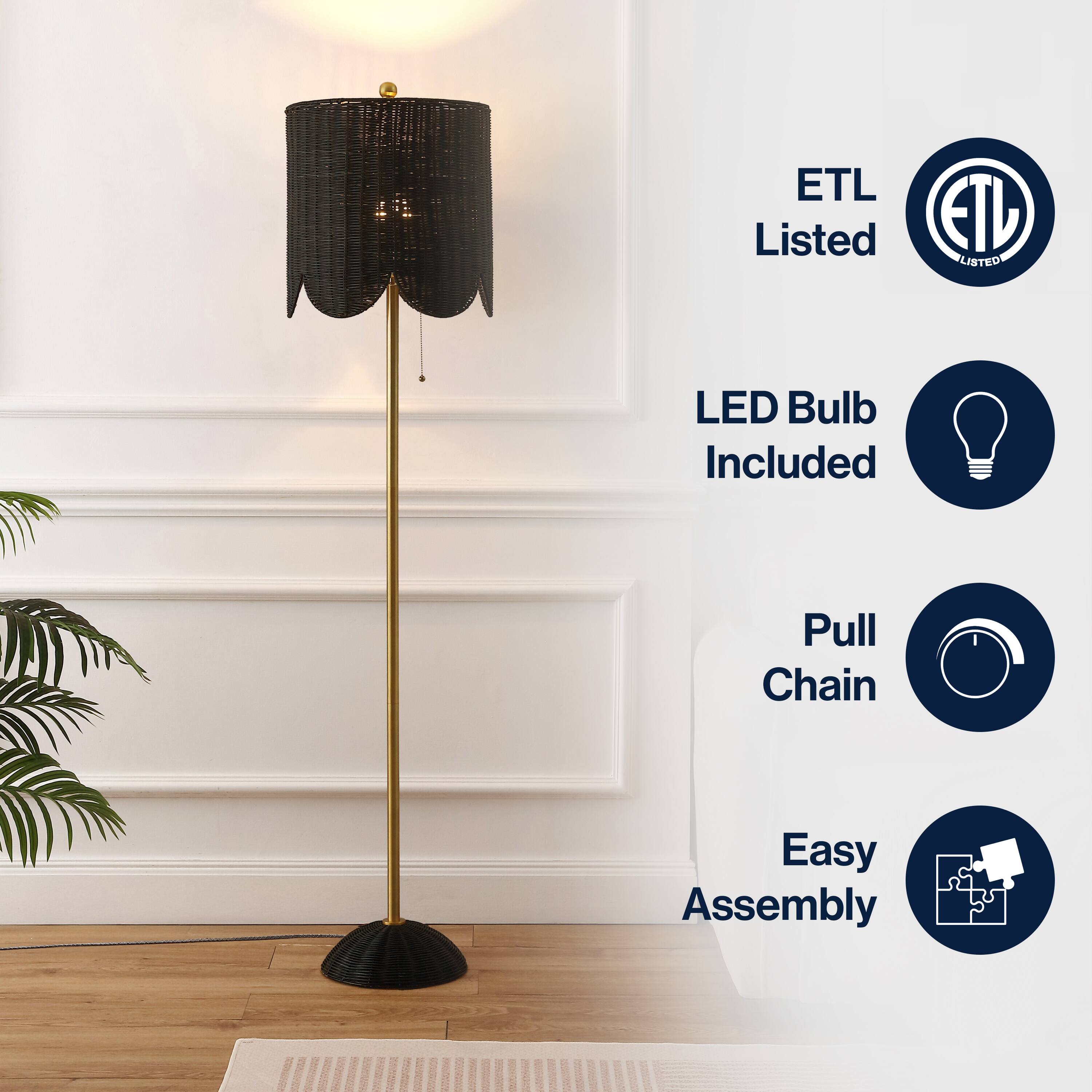 ETL Listed  
LED Bulb Included  
Pull Chain  
Easy Assembly