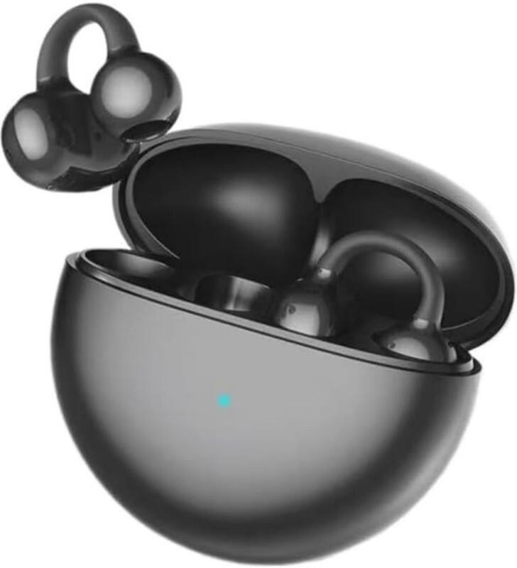 Front. RISOKEYS - Wireless Bluetooth Earbuds, Noise Cancelling & Waterproof for Running, Gym - Open-Ear Comfort for Men and Women,Black.