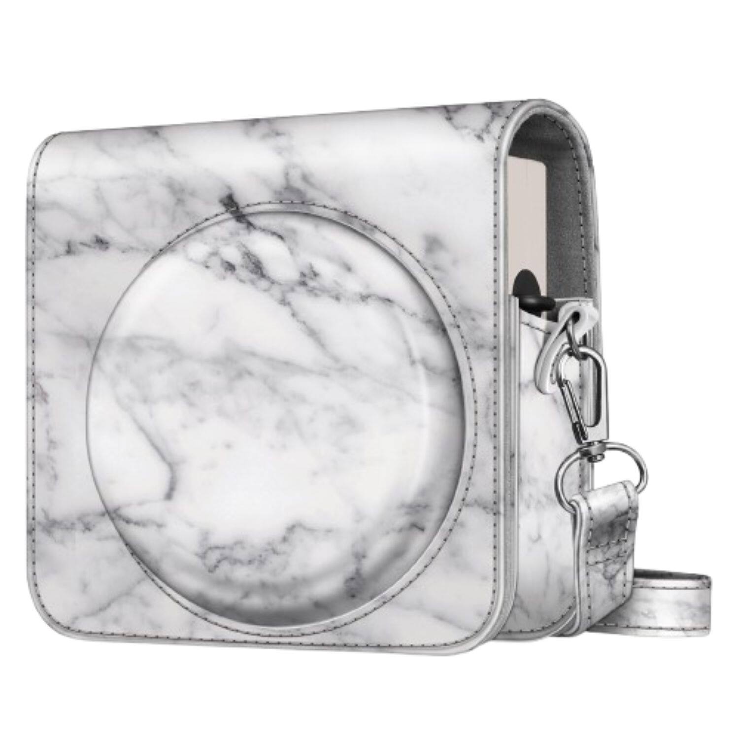 Front. Stock Preferred - Case for Fujifilm Instax Square SQ1 Instant Camera Vegan Leather Bag Cover Strap Marble - Marble.