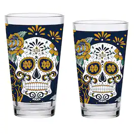 Indigo Falls - Notre Dame Fighting Irish Two-Pack 16oz. Dia De Los Muertos Pint Glass Set - Multicolor