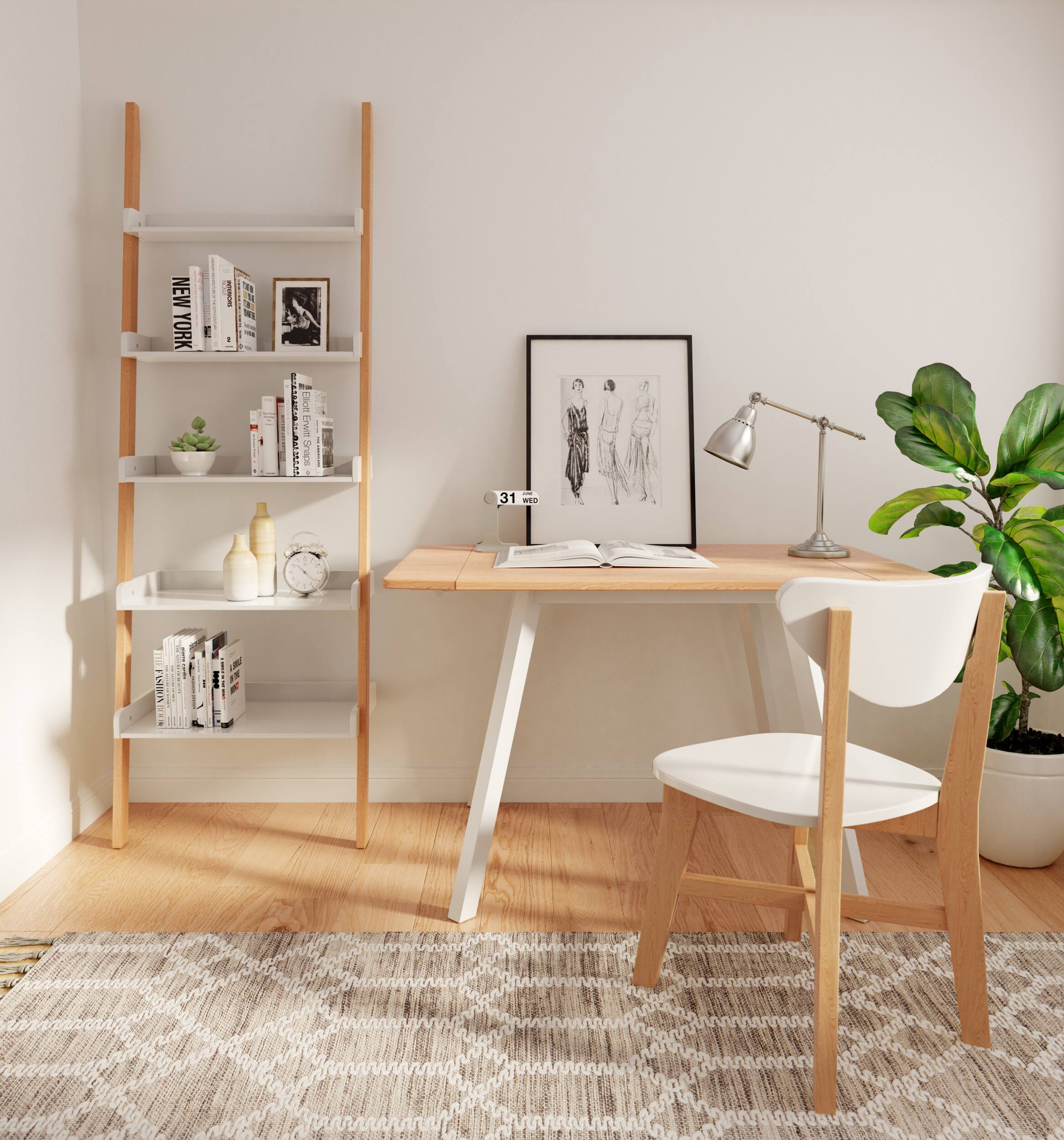 Alt View 11. Universal Expert - Abacus Modern Wood Chair - Oak and White.
