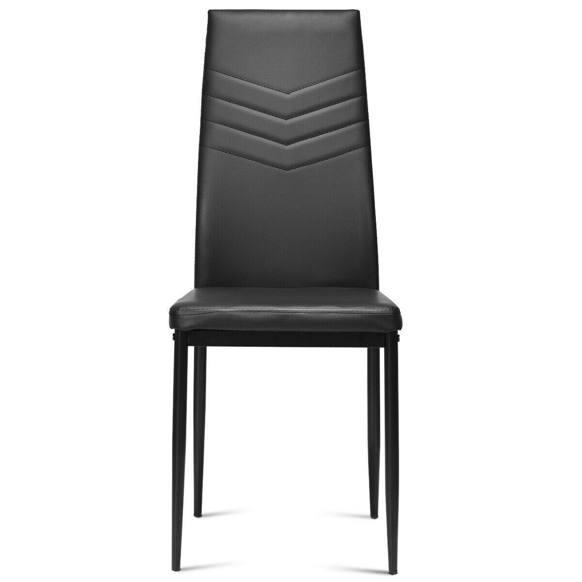 Alt View 8. Gymax - Gymax Set of 4 PVC Dining Side Chairs with Metal Frame High Back Home Kitchen Black - Black.