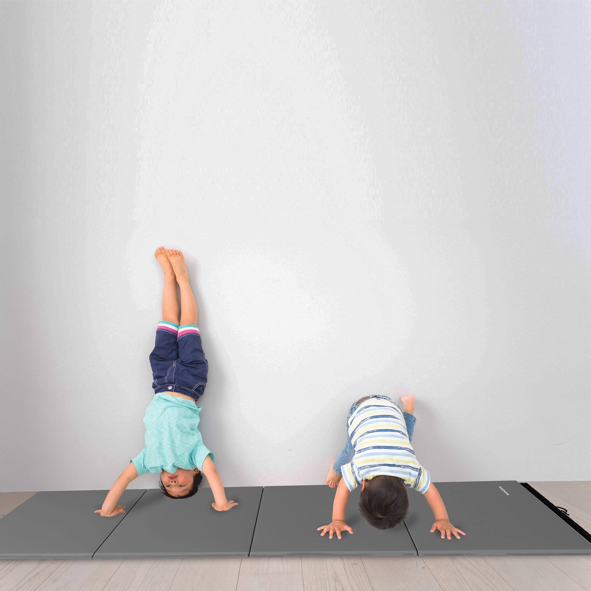 Alt View 4. BalanceFrom Fitness - BalanceFrom Fitness GoGym 4' x 10' x 2" Folding Gymnastics Mat, Gray (2 Pack) - Gray.