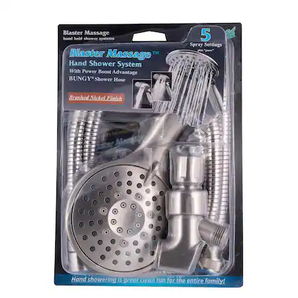 Blaster Massage hand held shower systems
Blaster™ Massage Hand Shower System With Power Boost Advantage
BUNGY® Shower Hose
5 Spray Settings plus "paws"
Brushed Nickel Finish
Auction Information may aster
Hand showering is great clean fun for the entire family!