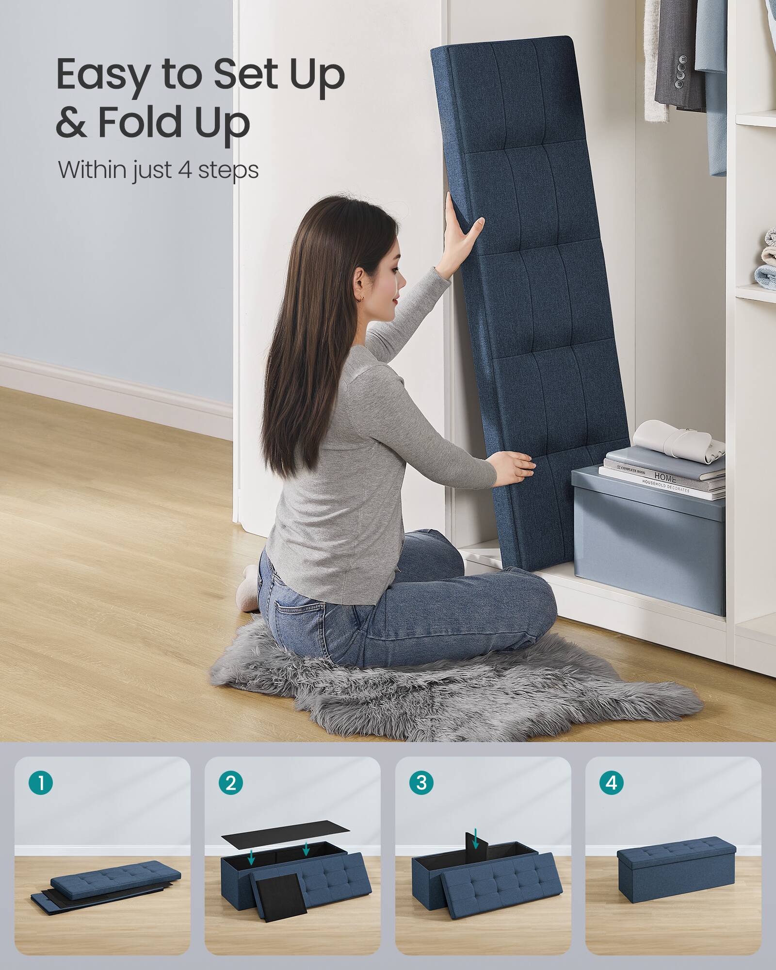 Easy to Set Up & Fold Up  
Within just 4 steps  

1  
2  
3  
4