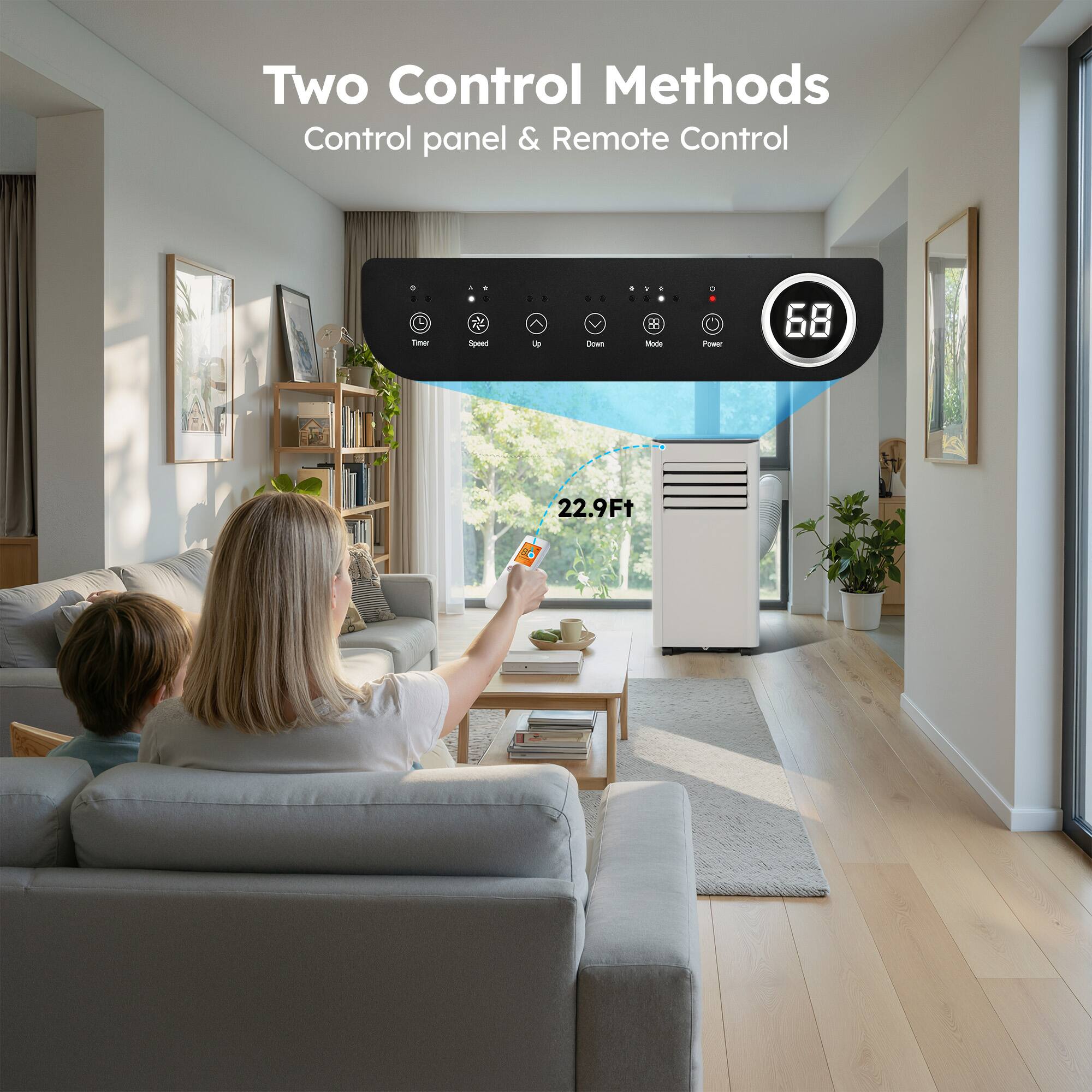 Two Control Methods  
Control panel & Remote Control  

Timer 4 R - .  
Mod . Po 68 22.9Ft