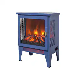 Mondawe - 18" Freestanding Electric Fireplace Stove Heater w/ 3D Panoramic Flame, CSA/UL Certified, 5000 BTU, 400 Sq.Ft - Blue