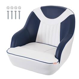 VEVOR - Captain Bucket Seat Boat Seat, Flip Up Boat Seat, with Thickened Sponge Padding, Flip-up Bolster Boat Captain Chair - Blue, White