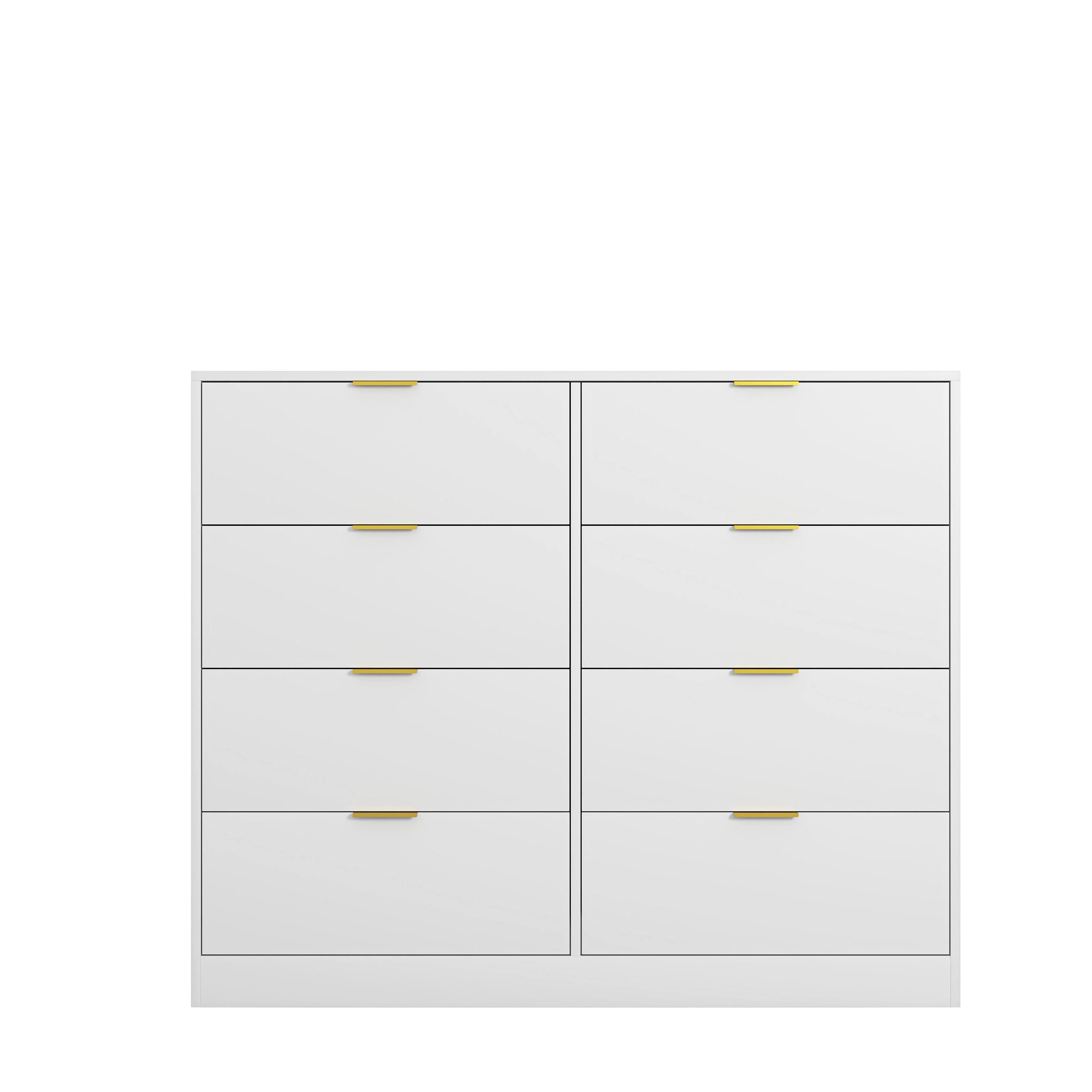 Alt View 3. Z-Edge - 8 Drawer Dresser for Bedroom, Modern Chest of Drawers, Wood Storage Double Dresser with Deep Drawers for Living Room - White.