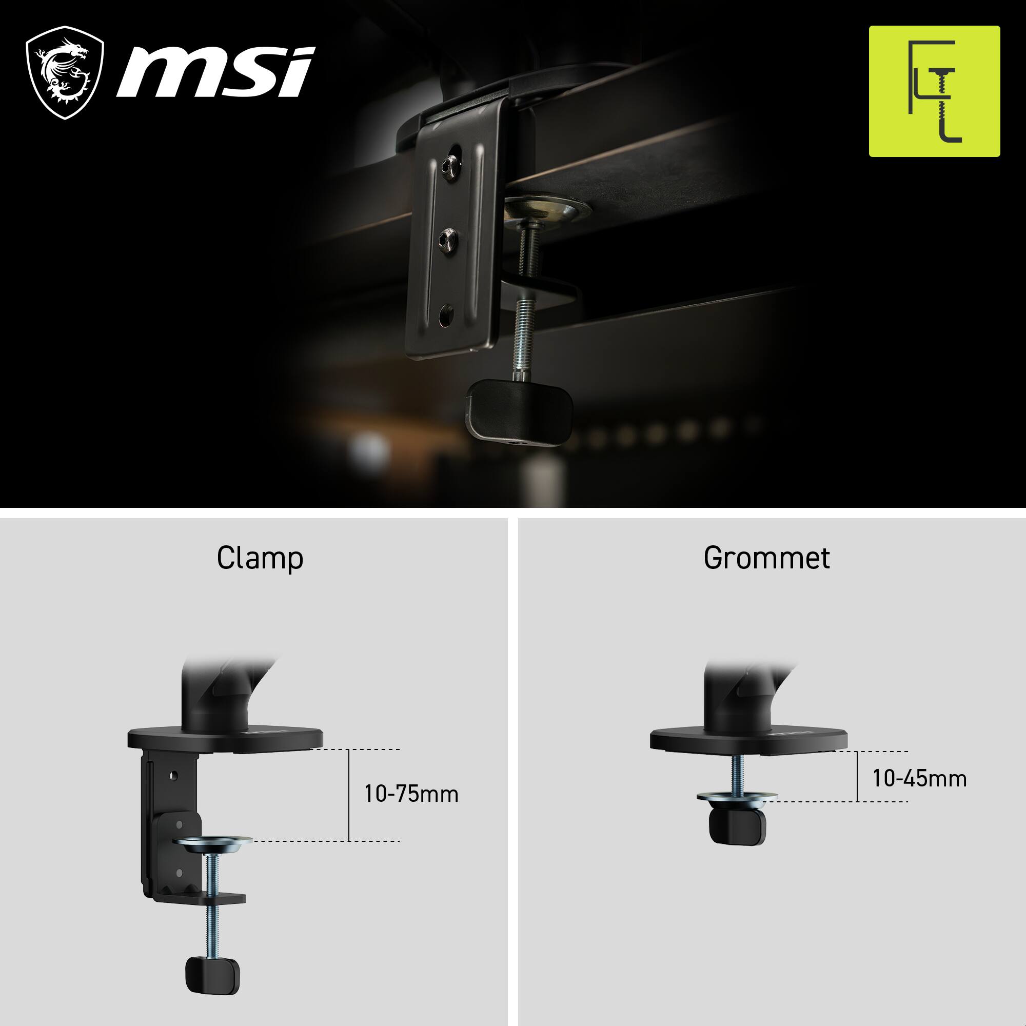 msi Clamp Grommet  
10-75mm  
10-45mm