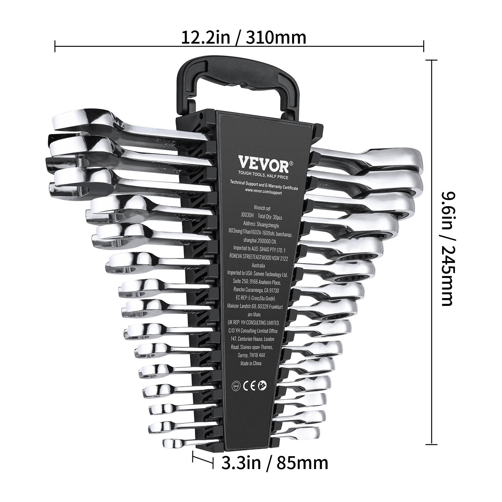 12.2in / 310mm

VEVOR  
TOUGH TOOLS  
HALF PRICE  
Technical Support and Warranty Certificate  
www.vevor.com/support  
Wrench set  
J0030H  
Total 30pcs  
Address:  
803200000000000000000000000000000000000000000000000000000000000000000000000000000000000000000000000000000000000000000000000000000000000000000000000000000000000000000000000000000000000000000000000000