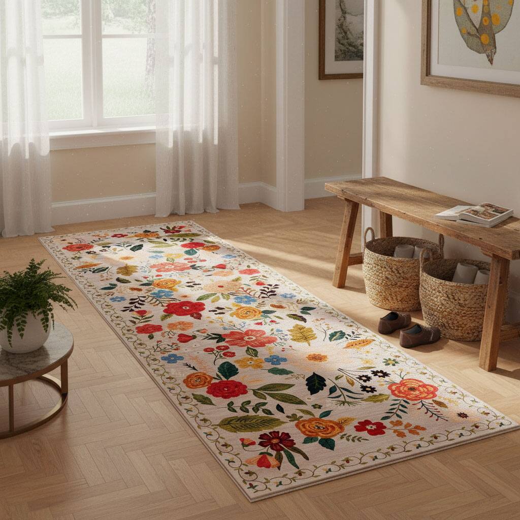 Alt View 1. FINEAK - Boho Runner Rug for Hallways Kitchen Rug Non Slip Washable Rugs - Beige.
