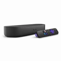 Roku - Streambar Powerful 4K Streaming Media Player, Premium Audio, All in One, Voice Remote and TV controls - Black - Front_Zoom