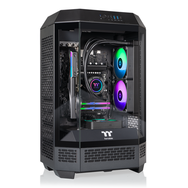 Thermaltake - LCGS Reactor 8796X Gaming Desktop AMD Ryzen 7 8700F 2024 32GB Memory AMD Radeon RX 9060 XT 16GB 1TB SSD NVMe M.2 - Black