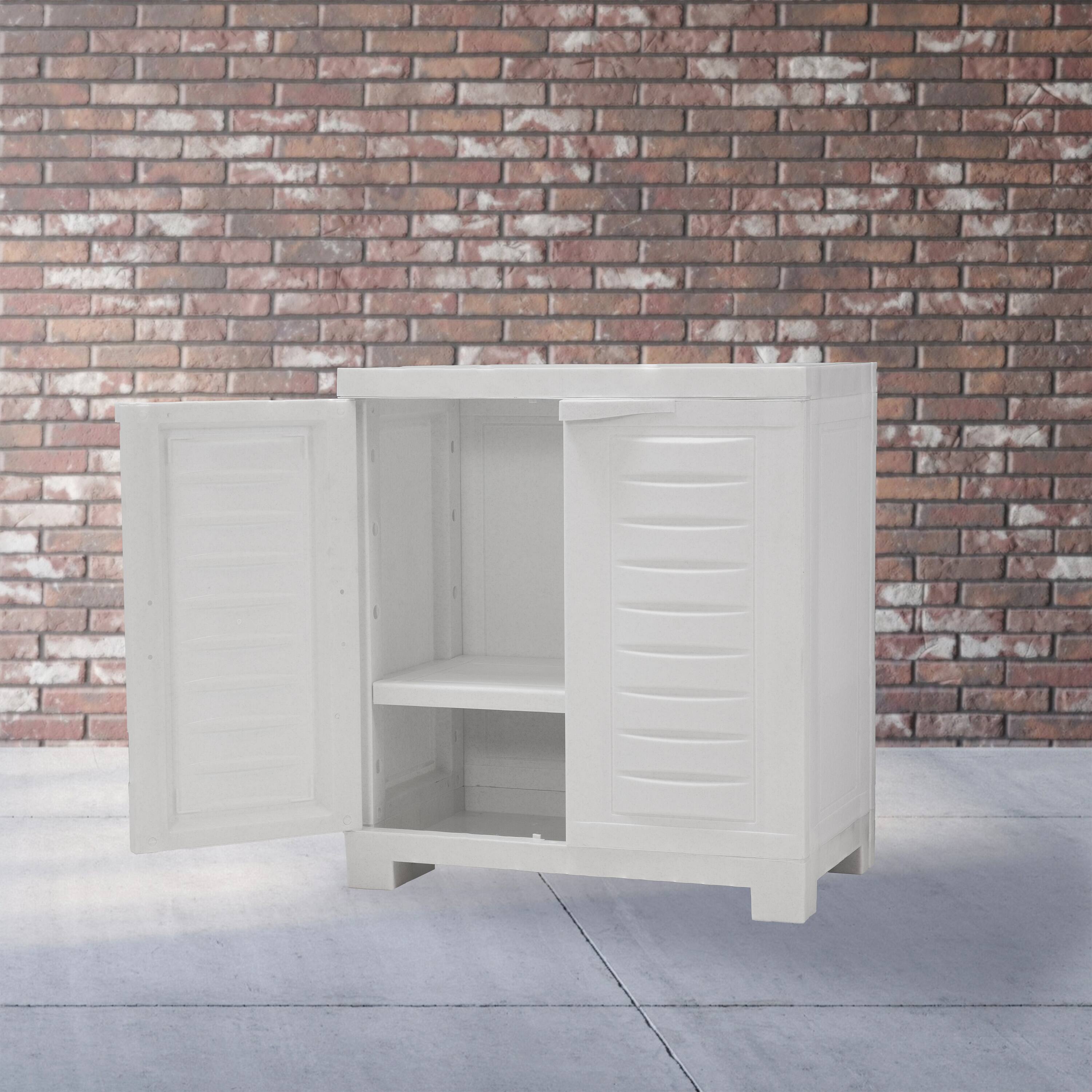 Alt View 7. Sunnydaze - Heavy-Duty Storage Cabinet with Adjustable Shelf - Speckled White.