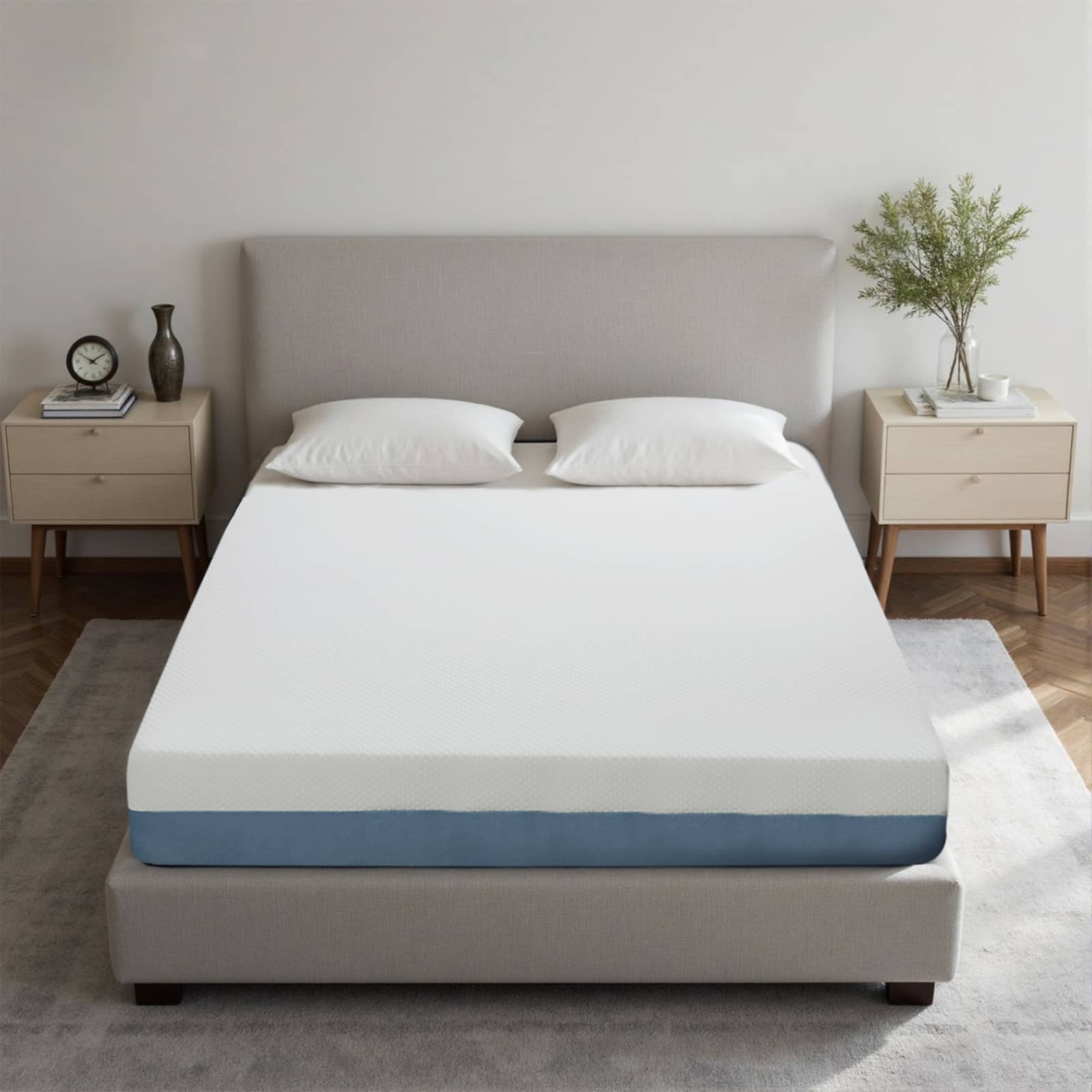 Anysun - 10" Queen Mattress - Sterilizing & Airy, High-Resilience Support, Non-Toxic Eco Fabric, Elegant Bedroom Upgrade - White