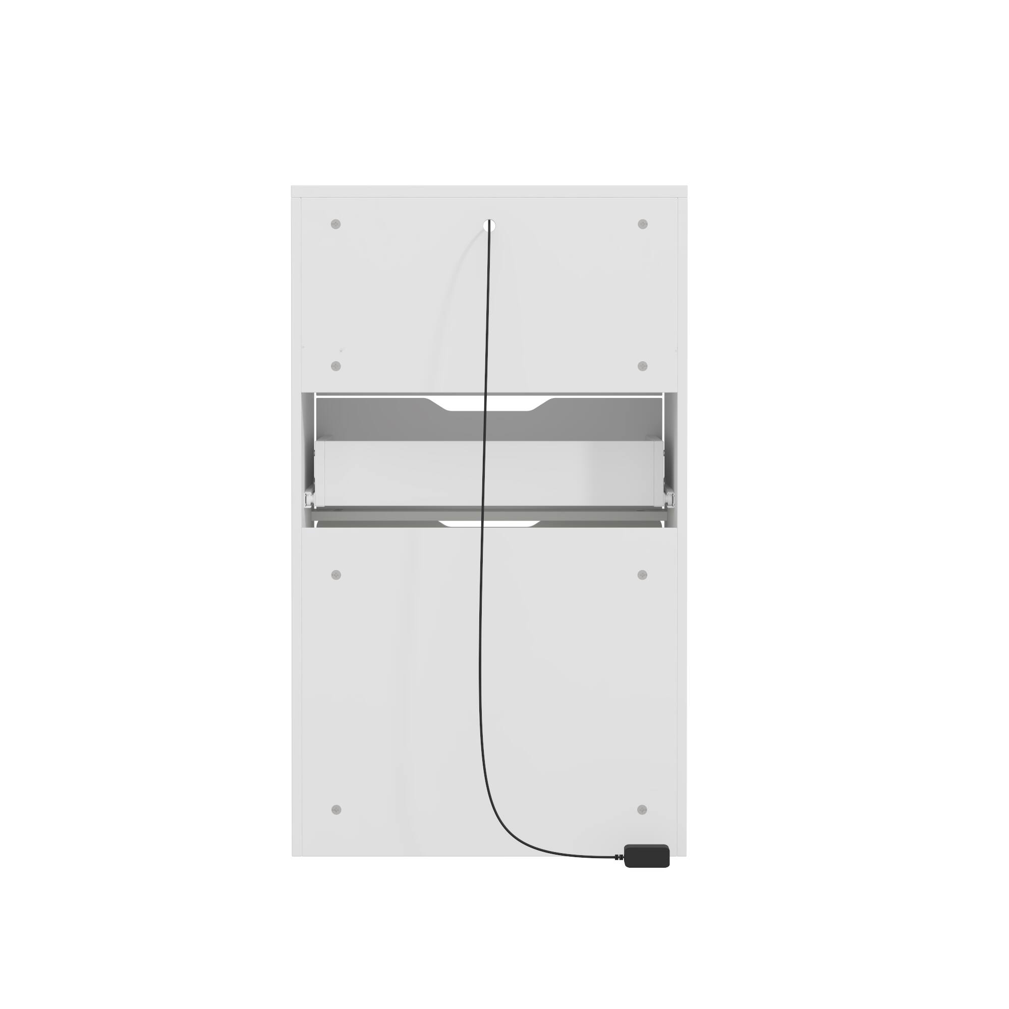 Back. Famapy - Flip - Up LED Vanity Desk with 3 - Color Lighting & Hidden Storage for Small Spaces - White.