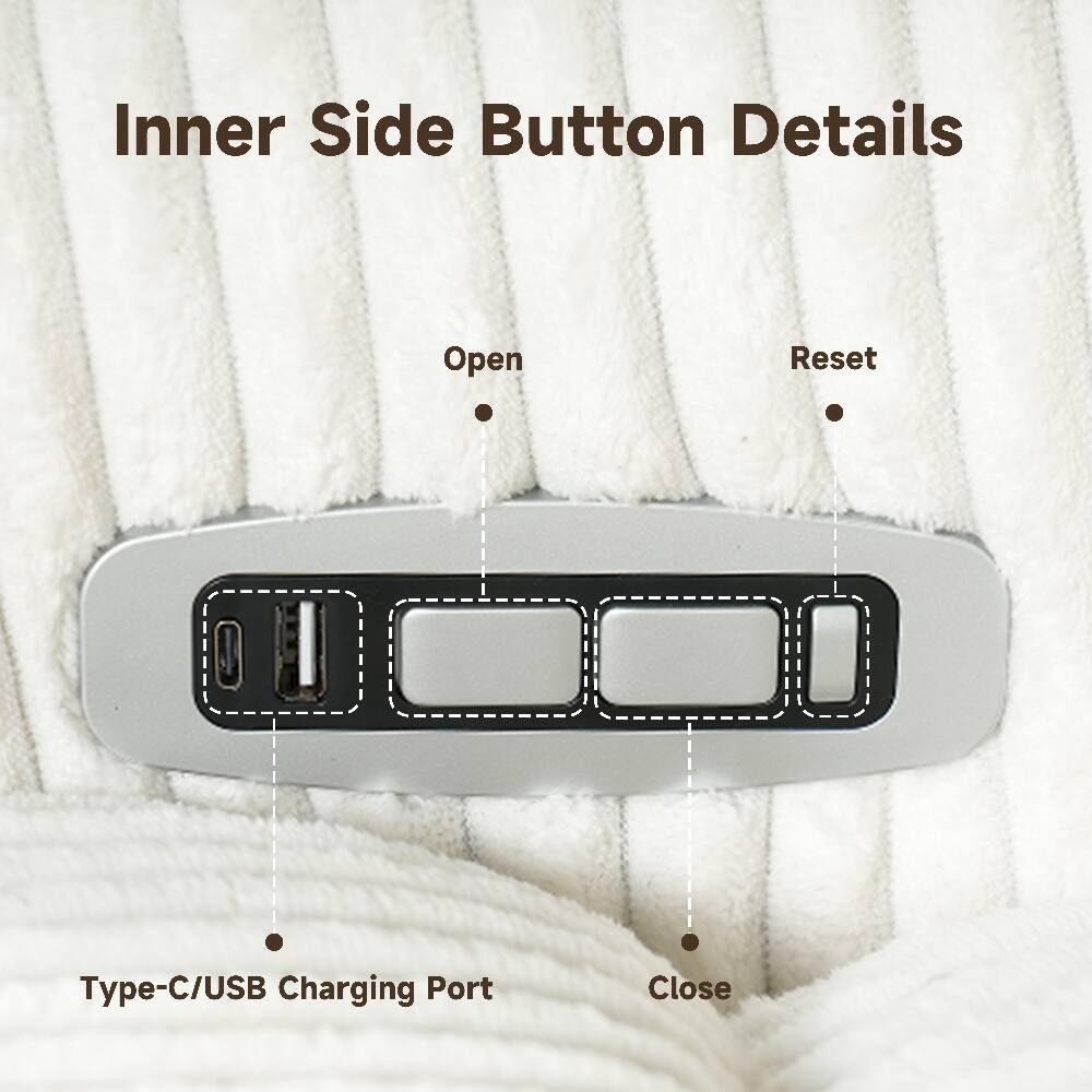 Inner Side Button Details

- Open
- Reset
- Type-C/USB Charging Port
- Close