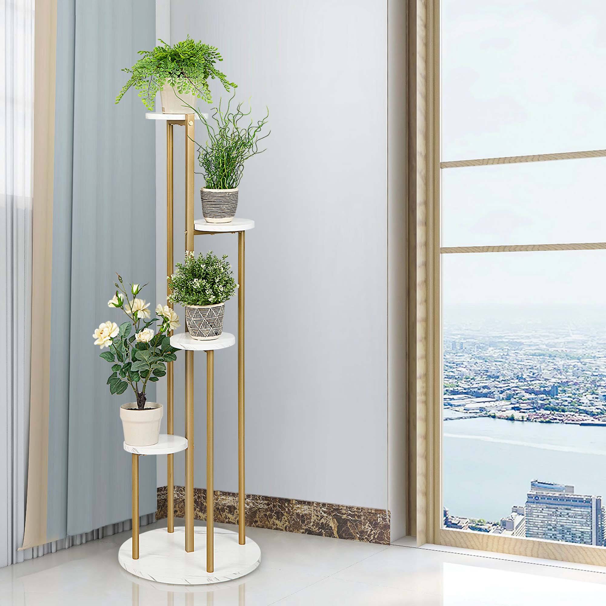 Alt View 1. Costway - Costway 4-Tier Metal Plant Stand 49.5" Tall Potted Planter Display Shelf Storage Rack - White.