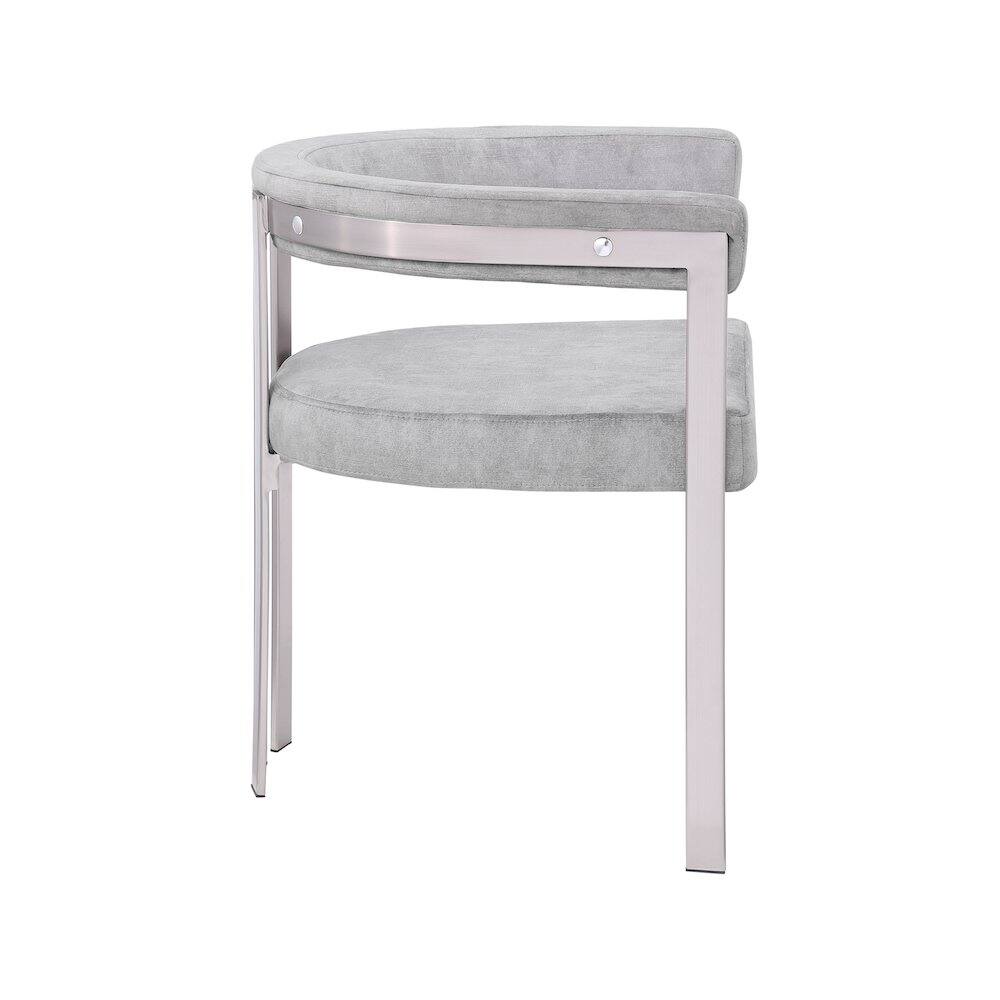 Alt View 3. Meridian Furniture - Marcello Grey Velvet Dining Chair, Set of 2 - Grey.