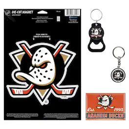 WinCraft - Anaheim Ducks 4-Pack Key Rings and Magnets Set - Multicolor