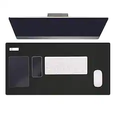 Front. Unique Bargains - 47.2" x 23.6" Large Felt Desk Pad, Non-Slip Desk Mat Full Table Mouse Pad for Laptop Computer Writing Desk Gaming Home - Black.