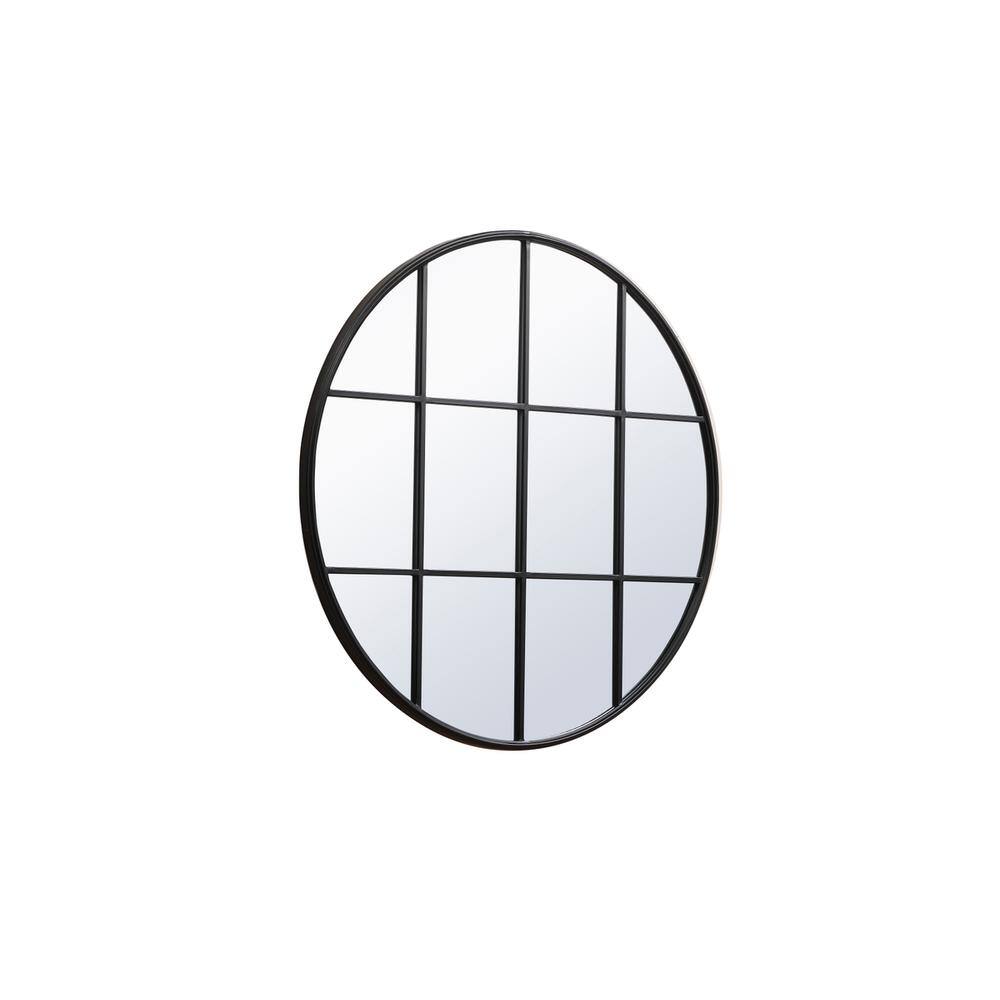 Angle. Elegant Decor - Metal windowpane mirror 42 inch x 42 inch in Black - Black.