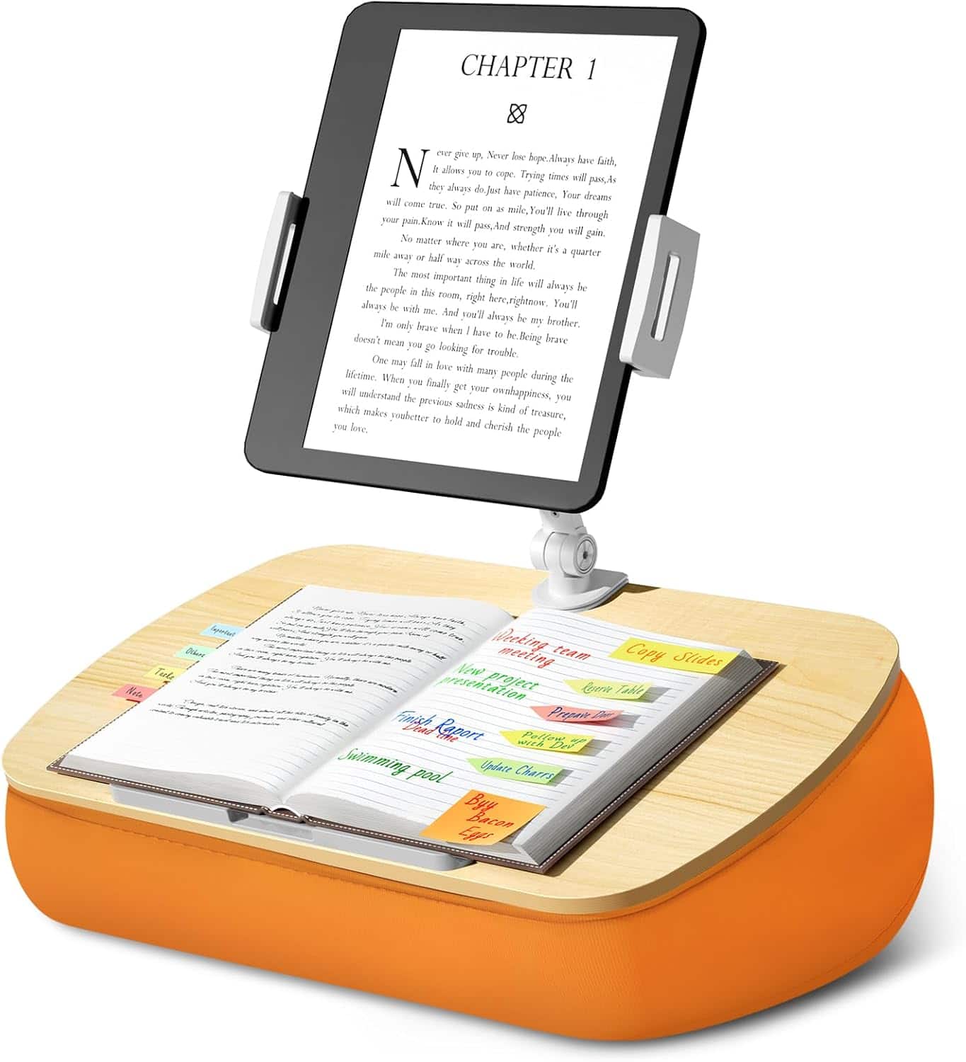 FINEAK - Adjustable Beanbag Tablet Stand & Lap Desk with 360° Rotation - Vibrant Orange