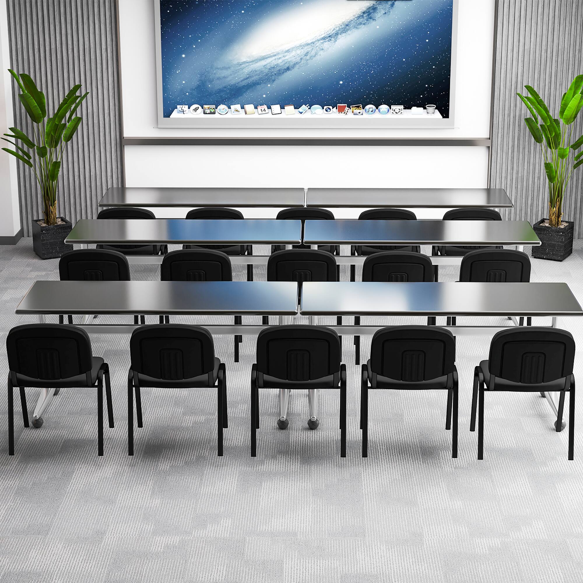 Alt View 8. Gymax - Gymax Set of 5 Stackable Mid Back Conference Guest Reception Chair Office Home - Black.