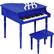 Front. Best Choice Products - Best Choice Products Kids Classic 30-Key Mini Piano w/ Lid, Bench, Folding Music Rack, Song Book, Stickers - Dark Blue - Dark Blue.