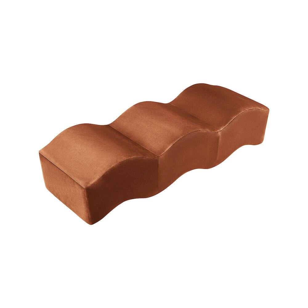 Alt View 2. Meridian Furniture - Wave Cognac Velvet Bench - Brown.
