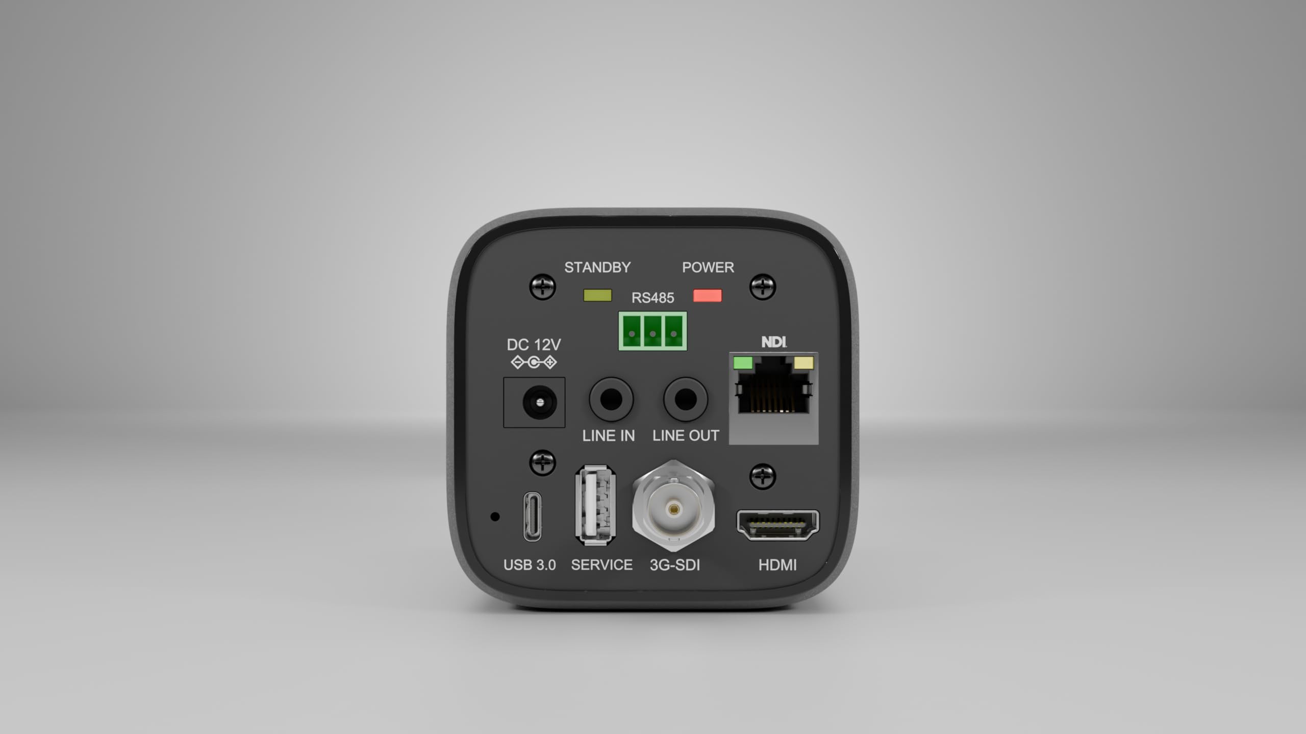 STANDBY POWER  
DC 12V  
RS485  
LINE IN LINE OUT  
USB 3.0 SERVICE  
NDI  
3G-SDI  
HDMI