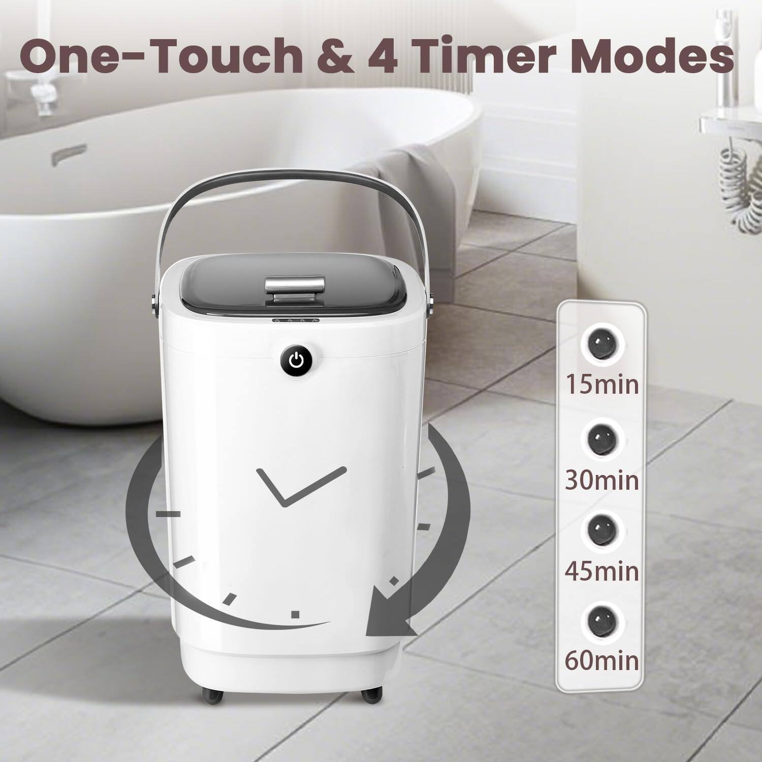 One-Touch & 4 Timer Modes

15min  
30min  
45min  
60min