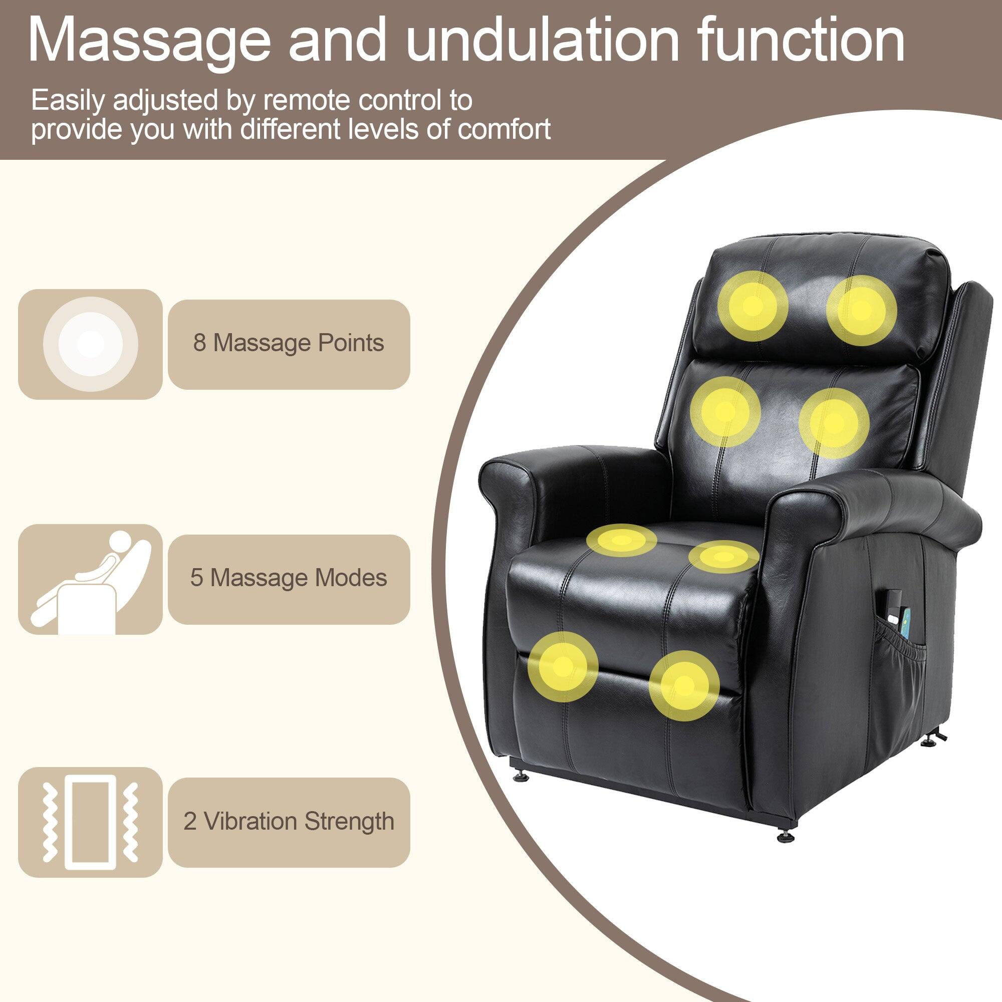 Massage and undulation function: Easily adjusted by remote control to provide you with different levels of comfort. 8 Massage Points, 5 Massage Modes, 2 Vibration Strength.