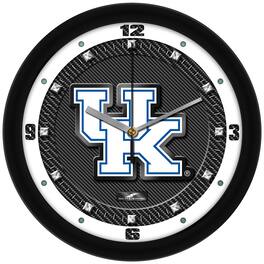 MpDirect - Kentucky Wildcats 11.5'' Suntime Premium Glass Face Carbon Fiber Wall Clock - Multicolor