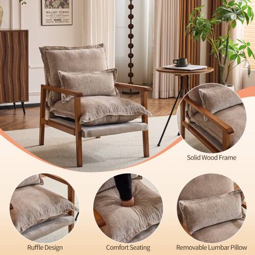 WILLIAM MCRRB WRA EE Carea SOUTH EEMUNSTON  
Solid Wood Frame  
Ruffle Design  
Comfort Seating  
Removable Lumbar Pillow