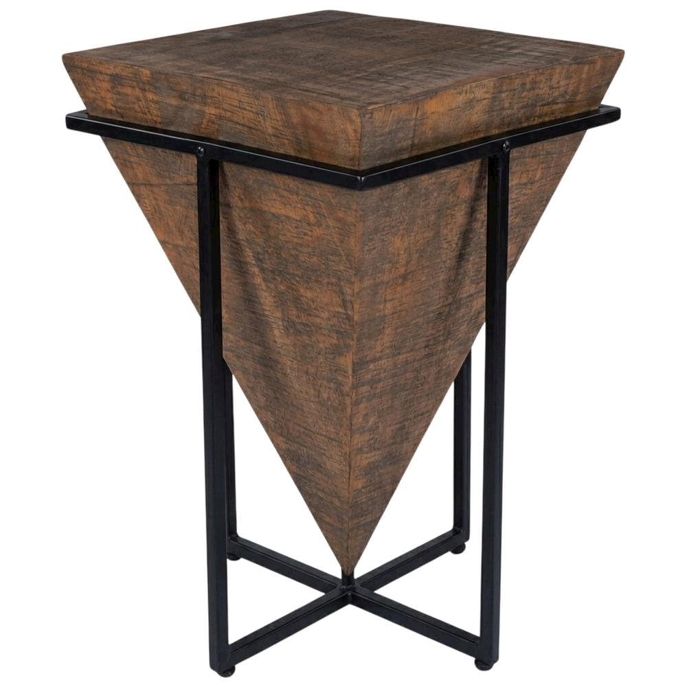 Alt View 1. Starlight Canyon Home - Triangular Wood Accent Table, Modern Contemporary Side Table for Living Room - Dark Brown.